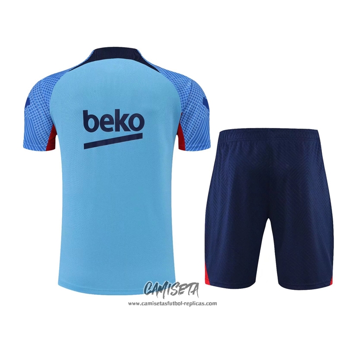 Chandal del Barcelona 2022-2023 Manga Corta Azul - Pantalon Corto